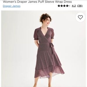 Draper James M Puff Sleeve Wrap Dress Burgundy Geo